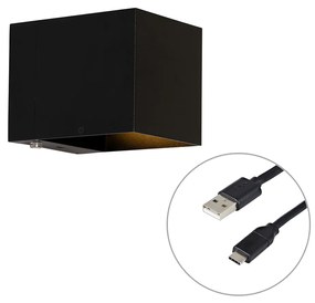 Lampa ścienna czarna z wbudowanym LED i dotykowym ściemniaczem, ładowana - Joris Nowoczesny Oswietlenie wewnetrzne