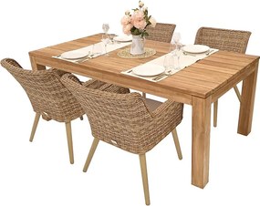 Zestaw ogrodowy rattanowy MONTE MALIBU 200 (beżowo-brązowy) 6x Krzesło ogrodowe MALIBU (beżowo-brązowe)