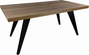 Stół prostokątny czarny 90x170-250 Halifax Tabak + nogi drewniane V