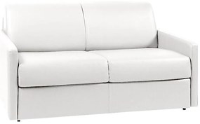 Kanapa 2-osobowa z ekspresowym mechanizmem rozkładania z ekoskóry CALIFE - Kolor: biały - Miejsce do spania: 120 cm - Materac 14 cm