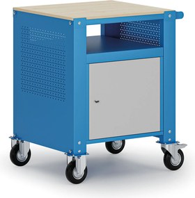 Mobilny kontener G9, 1 półka, 1 szafka, 675 x 595 x 865-1130 mm, szary/niebieski