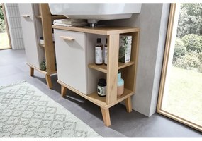 Kremowa szafka pod umywalkę w dekorze dębu 60,5x65 cm Quickset 966 – Pelipal