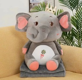 Pluszowy SŁOŃ z dziecięcym kocykiem w środku, szary