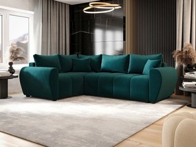 BEDANTE narożnik MOLISA L PLUS Itaka 39 lewa turkusowy z funkcją spania sofa w kształcie litery L z pojemnikiem na pościel