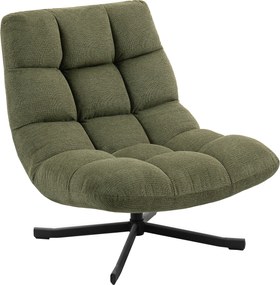 HOMCOM Fotel obrotowy lounge z szerokim siedziskiem, wodoodporna optyka chenille, skrzyżowane stalowe nogi, Zielony