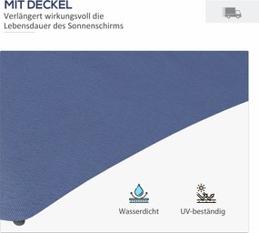 Outsunny Parasol ogrodowy, parasol z lampkami LED, modułem słonecznym, odporny na pogodę, z pokrowcem, Ø290 x 260 cm, Granatowy