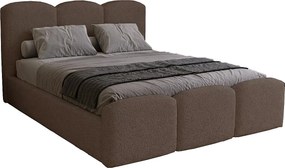 Łóżko tapicerowane 180x200 cm Capri - pojemnik, stelaż metalowy - tkanina boucle, brązowy (Lambi 4)