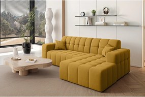 Narożnik w kształcie L NIMES, tkanina Portland, Żółty, Prawy