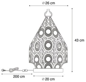 Orientalna lampa stołowa złota 26 cm - MowgliKolonialny Oswietlenie wewnetrzne