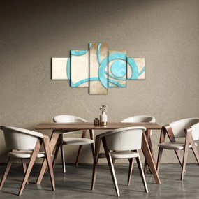 Obraz - Niebieskie koła na akwareli (125x70 cm)