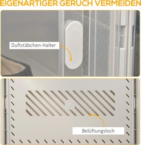 HOMCOM 18-elementowy regał na buty, stabelowane pudełka na buty do rozmiaru 45, magnetyczne drzwi, tworzywo sztuczne, 28 x 36 x 21 cm