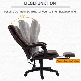 Vinsetto Fotel biurowy ergonomiczny z masażem regulowane siedzisko brązowy 68x68x119-127 cm | Aosom PL