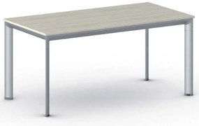 Stół konferencyjny do biura PRIMO INVITATION, 160x80 cm, szaro-srebrna podstawa, dąb naturalny