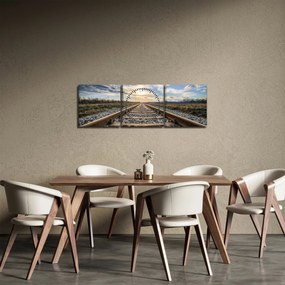 Obraz - Tory (z zegarem) (90x30 cm)