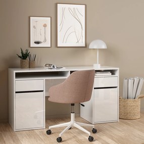 Biurko w połysku z kontenerkami Function Plus 149 cm biały