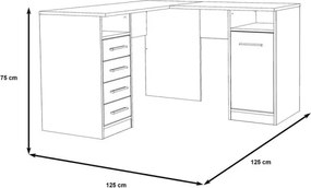 Białe biurko narożne z kontenerkami NET106 OFDB125-120