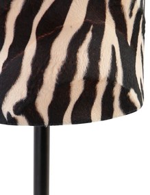 Nowoczesna lampa stołowa czarna z kloszem zebra 25 cm - Simplo Nowoczesny Oswietlenie wewnetrzne