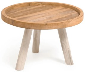 Okrągły stolik z litego drewna tekowego w naturalnym kolorze ø 55 cm Glenda – Kave Home