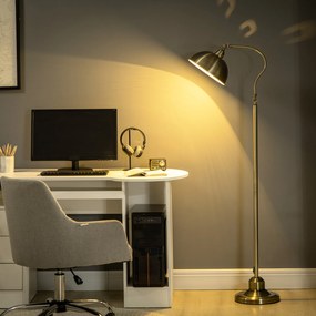 HOMCOM Lampa podłogowa vintage mosiądz regulowany kąt 42x255x152cm elegancka do salonu | Aosom PL