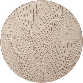 Dywan uniwersalny Nova 3D Listki beżowe koło 120 cm x 120 cm