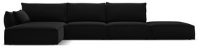 Czarny aksamitny narożnik (lewostronny/z szezlongiem) Vanda – Mazzini Sofas