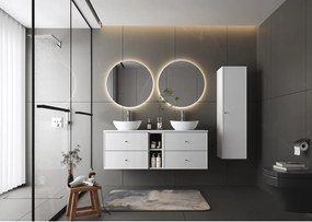 Biały Zestaw do Łazienki 140cm Szafka Regał Blat Marco