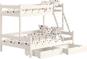 Łóżko drewniane Poli 80x180/120x180 piętrowe z szufladami - biały