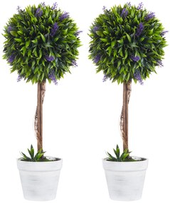 HOMCOM Zestaw 2 Sztucznych Roślin Lawenda 60cm Dekoracyjne Rośliny do Pokoju Zielony | Aosom PL