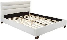 Łóżko 160 x 200 cm - Ekoskóra - Biały + Materac - FAUSTIN