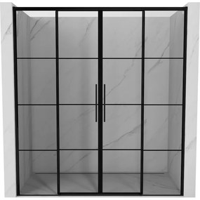 Mexen Rox drzwi prysznicowe rozsuwane 200 cm, czarna kratka, czarne - 8C2-200-002-70-77
