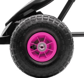 HOMCOM Gokart dla dzieci z pedałami, regulowanym siedzeniem, do użytku wewnątrz i na zewnątrz, od 5 lat, Czarny + Różowy, 121 x 58 x 61 cm
