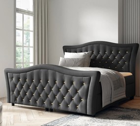 Ciemnoszare łóżko kontynentalne glamour 5 rozmiarów R4-W15