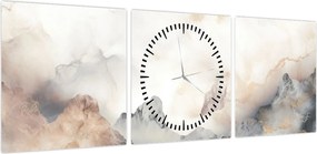 Obraz - Górska abstrakcja z teksturą marmuru (z zegarem) (90x30 cm)