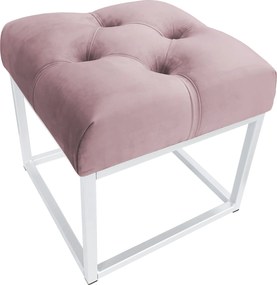 Pufa CHESTERFIELD tkanina Welur loft ławka podnóżek metal : Kolor Stelaża - Biały, Kolor tkaniny - VELVET - MG55, Typ tkaniny - Velvet