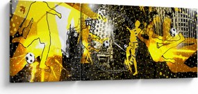 Obraz - Piłka nożna w wielkim mieście (z zegarem) (90x30 cm)