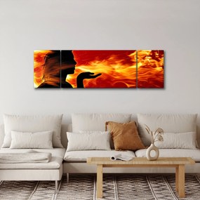 Obraz kobiety z płomieniami (170x50 cm)