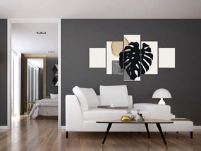 Obraz - Abstrakcja z tropikalnymi liśćmi N⁰2 (125x70 cm)