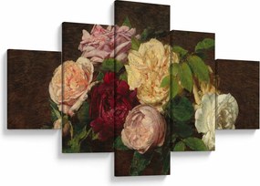Obraz - Henri Fantin-Latour, Roses de Nice on a Table, reprodukcje (125x70 cm)