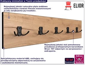 Drewniany wieszak ścienny loft dąb craft + czarny S9-R74