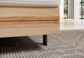 Łóżko kontynentalne Nebia z drewnianą wstawką i materacem kieszeniowym 7-strefowym