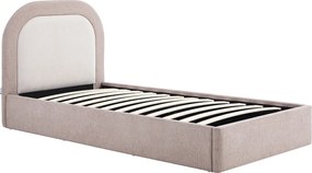 Łóżko z pojemnikiem 90 x 190 cm – Tkanina – Taupe i Beżowy - IDONO