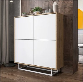 Komoda NILA 4D 113 dąb wotan/biała mat