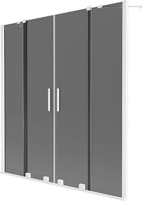 Mexen Velar Duo parawan nawannowy 2-skrzydłowy rozsuwany 160 x 150 cm, grafit, biały - 896-160-000-42-20