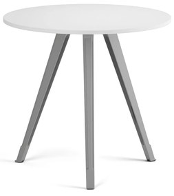 Stolik kawowy PRIMO ZEN, średnica 80 cm, szaro-srebrna podstawa, biały