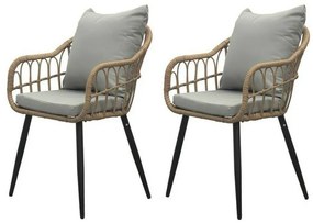 Autronic Zestaw krzeseł ogrodowych, 2 szt., metal, polirattan, naturalny, AZ-F1406 NAT