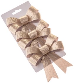Zestaw świątecznych kokardek 10 x 13 cm, champagne, 3 szt., 7 cm