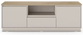 Beżowa szafka pod TV w dekorze dębu 161x55x40 cm Loreta – Marckeric