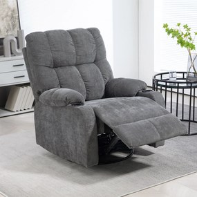 HOMCOM Fotel Relaksacyjny z Podnóżkiem, Fotel Leżący, Obrotowy, do 150 kg, Konstrukcja Stalowa, 88x96x108cm, Ciemnoszary | Aosom PL