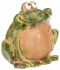 Ceramiczna dekoracja ogrodowa Urocza żaba, 13 x 10x 12 cm, 13 cm