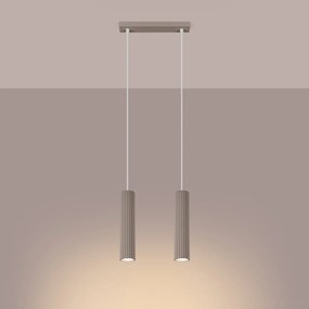 Lampa wisząca KARBON 2 taupe ryflowana SOLLUX  LIGHTING